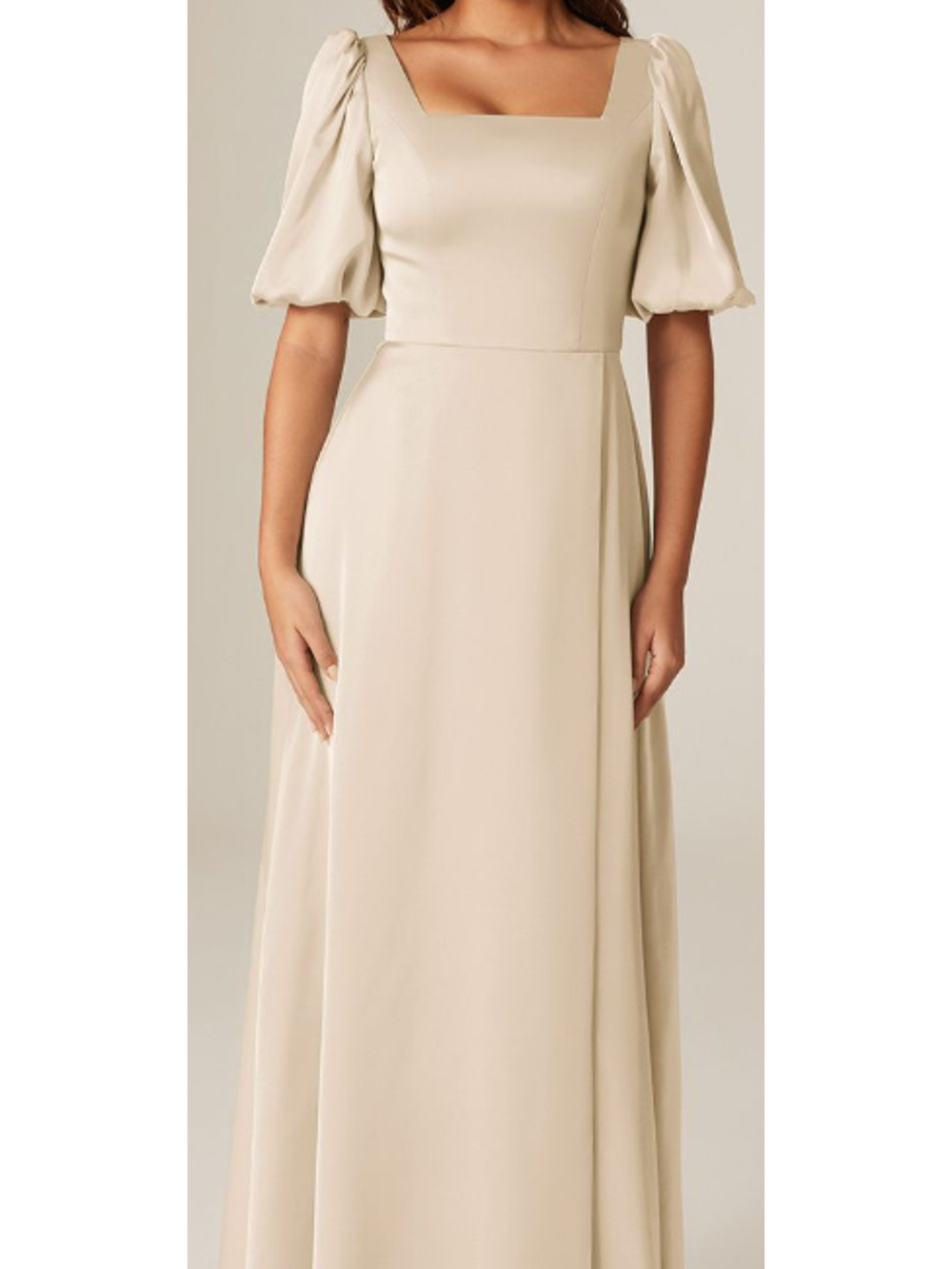 AW BRIDAL 6 S Champagne cream satin bridesmaid forma party maxi dress NEW 0B8
